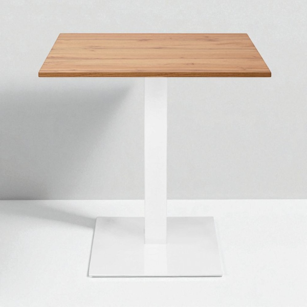 Tavolo bar ristorante 70x70 cm base bianca piano laminato Rovere H 75 