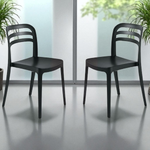 Stapelbarer Gartenstuhl aus Polypropylen - DJANGO schwarz 2 Stk