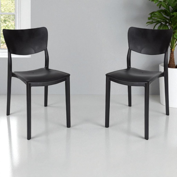 Stackable chair for indoors and outdoors LIBRA Black 2 chairs