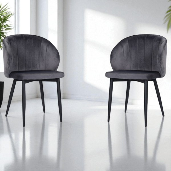 Fauteuil rembourré en velours avec pieds en métal MATILDE GRIS SET 2 PIECES