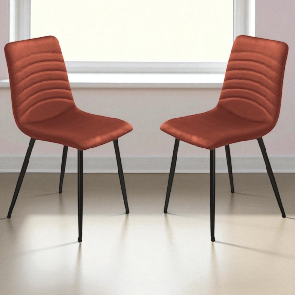 Gepolsterter Stuhl aus Cannetto-Stoff Rostfarben CANNETO 2 Stühle