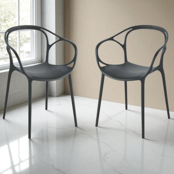 Chaise en polypropylène noir pour intérieur et extérieur - HUG 2 chaises