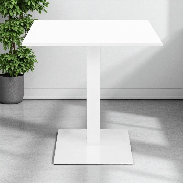 Tavolo bar ristorante 70x70 cm base bianca piano laminato Bianco Frassino H 75 