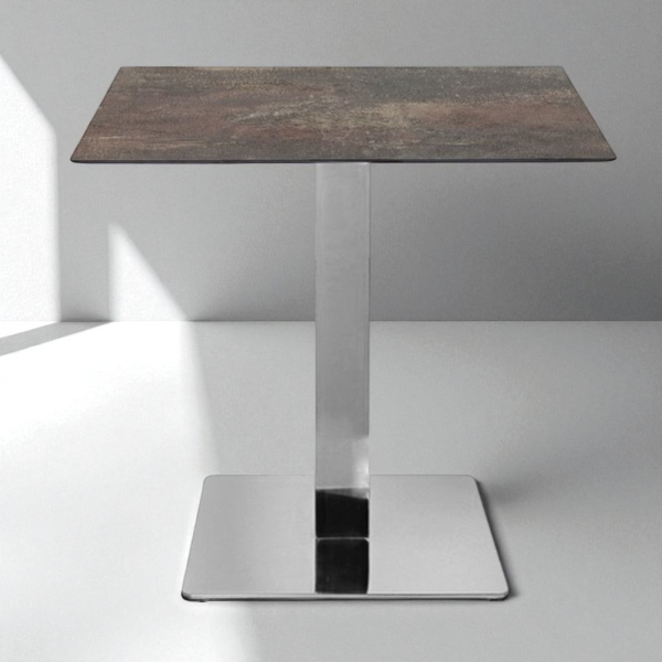 Tavolo bar pub ristorante in HPL 80x80 cm Ardesia Fango per esterno base Argento H 74