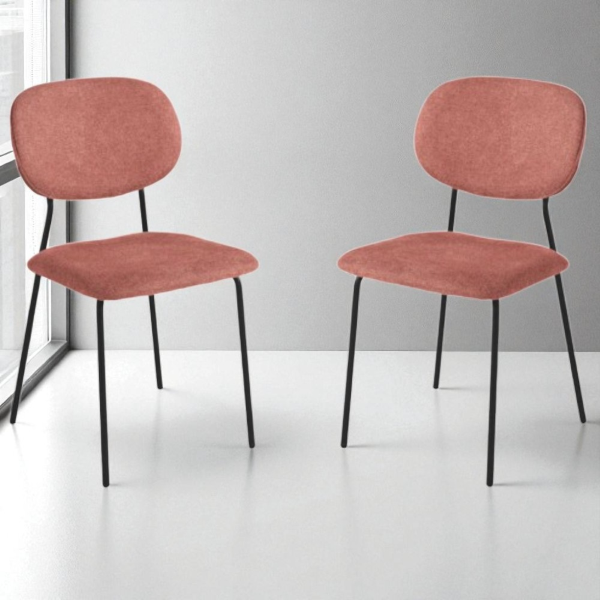 Esszimmerstuhl aus rostfarbenem Stoff mit schwarzen Metallbeinen – ELLIS 2 Stühle