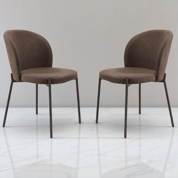 Brauner Stoffstuhl mit Metallstruktur MEGGIE 2 Stühle