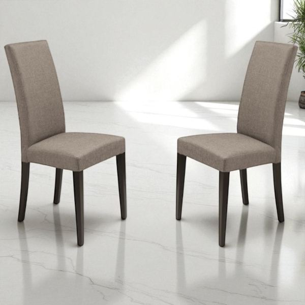 Stuhl aus Caffèlatte-Stoff mit Holzbeinen DENVER 2 Stühle