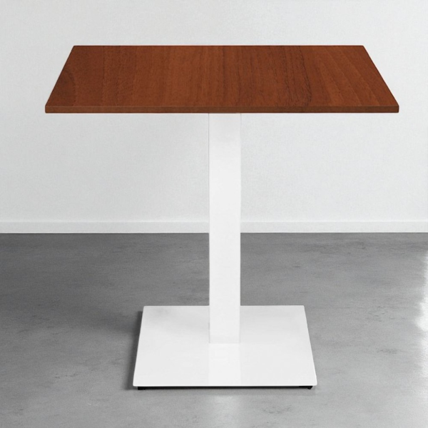 Tavolo bar ristorante 80x80 cm base bianca piano laminato Noce H 75 