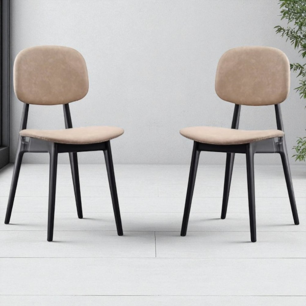 ATENA Sand gepolsterter Wohnzimmerstuhl aus Öko-Leder, 2 Stühle