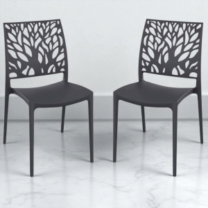 Stapelbarer Indoor- oder Outdoorstuhl Anthrazit - ALEA 2 Stühle