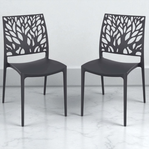 Stapelbarer Indoor- oder Outdoorstuhl Anthrazit - ALEA 2 Stühle