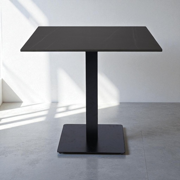 Tavolo bar pub ristorante quadrato 80x80 cm Top per esterno effetto marmo Nero H 75