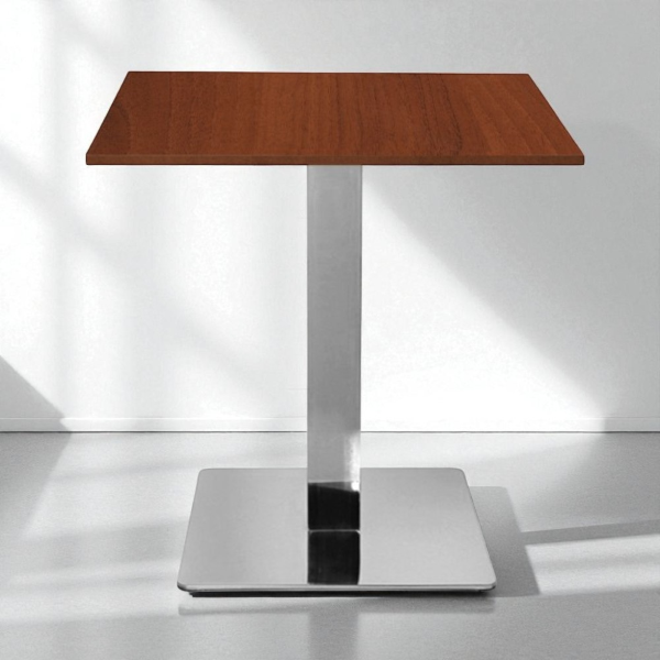 Tavolo bar pub ristorante 70x70 cm base argento e piano laminato Noce H 75