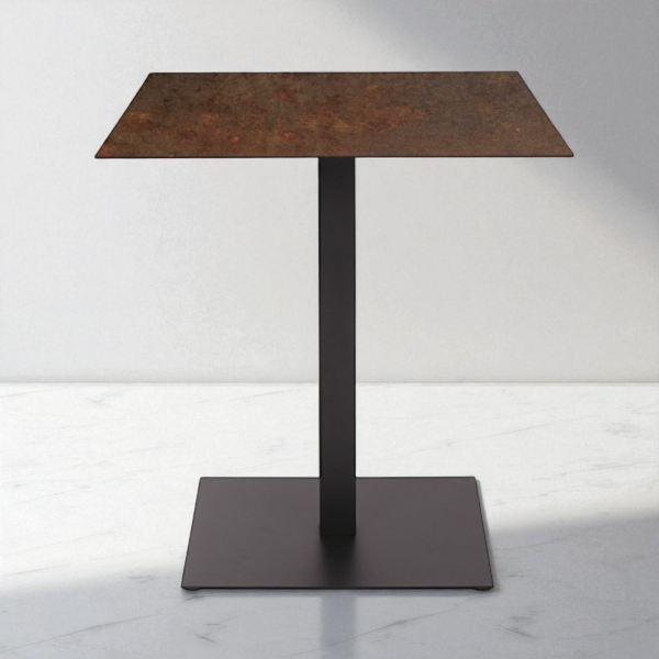 Tavolo quadrato da bar pub ristorante per esterno 70x70 cm piano in HPL Corten H 74