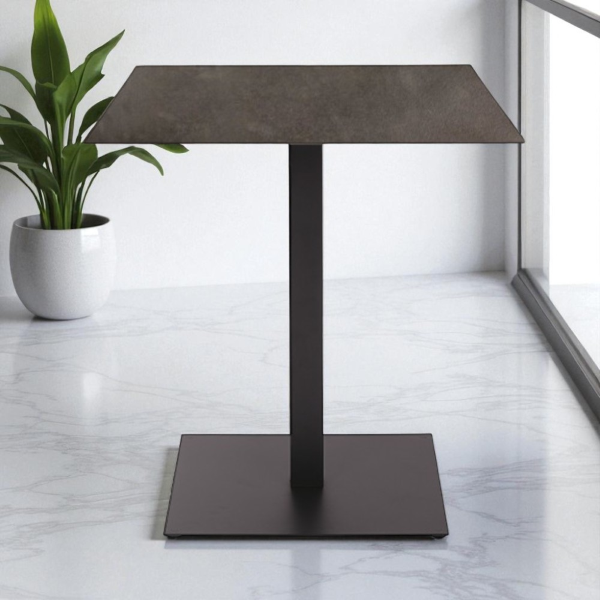 Table d'extérieur bar pub restaurant carrée 70x70 cm plateau en HPL Plomb H 74