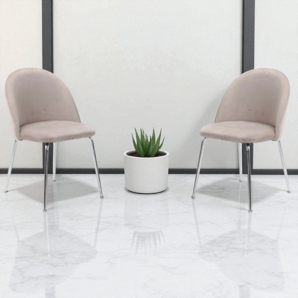 Silla de comedor de terciopelo Tortora con patas de metal cromado - PARIS 2 sillas