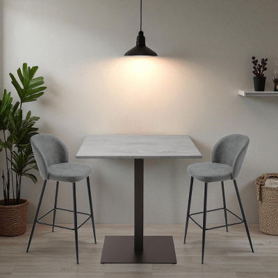 Tavolo pub ristorante bar quadrato 70x70 cm con Top Laminato effetto Cemento H 106