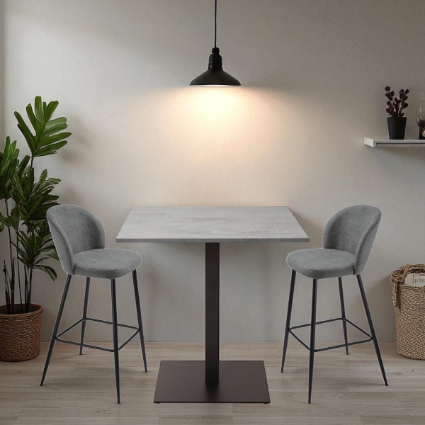 Tavolo pub ristorante bar quadrato 70x70 cm con Top Laminato effetto Cemento H 106