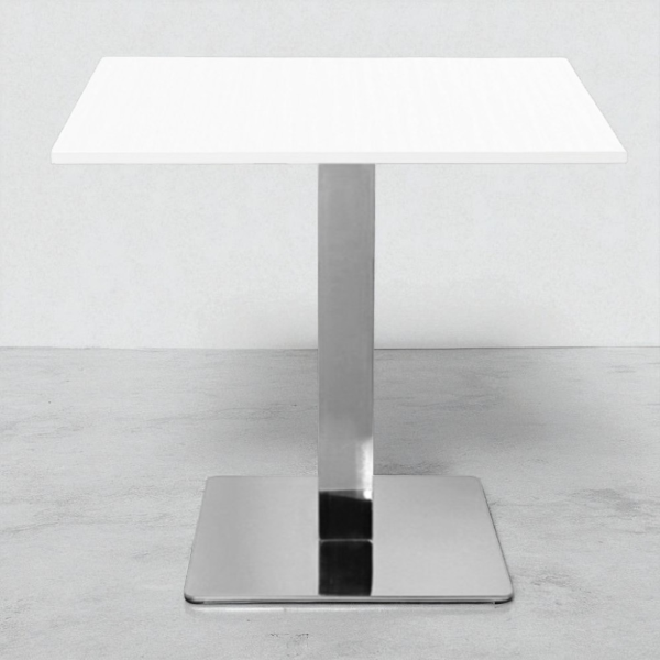 Tavolo bar pub ristorante 80x80 cm base argento e piano laminato Bianco Frassino H 75