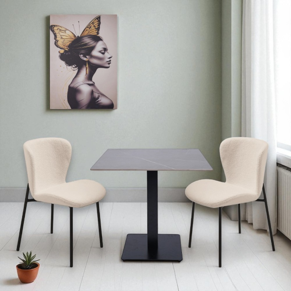 Gepolsterter Stuhl aus Wohnzimmerstoff Weiß ABRAM 2 Stühle