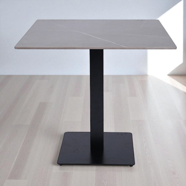 Table de bar carrée 70x70 cm avec plateau extérieur effet béton H 106