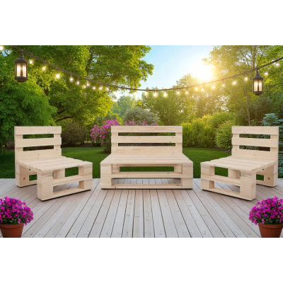 Fauteuil palette en bois de sapin rustique 60x61 cm pour jardin, bar ou taverne