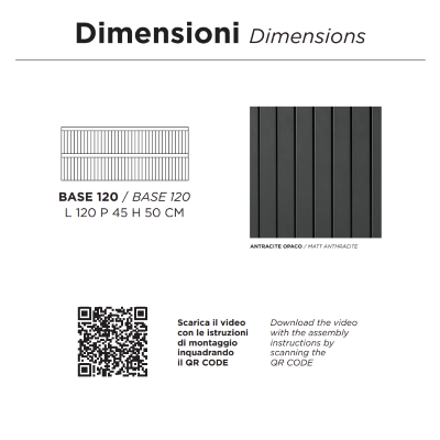 Modern wall-mounted bathroom cabinet with 120 ARTICO base, 2 drawers, and ANTHRACITE washbasin
