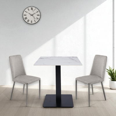 Tavolo pub ristorante bar quadrato 70x70 cm Top per esterno effetto Marmo venato H 75