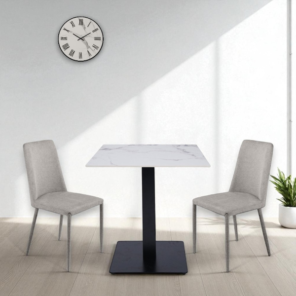 Tavolo pub ristorante bar quadrato 70x70 cm Top per esterno effetto Marmo venato H 75