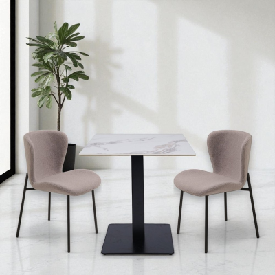 Tavolo pub ristorante bar quadrato 70x70 cm Top per esterno effetto Marmo oro venato H 75