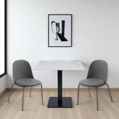 Tavolo bar pub ristorante quadrato 80x80 cm Top per esterno effetto Marmo venato H 75