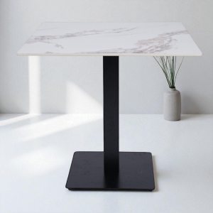 Tavolo bar pub ristorante quadrato 80x80 cm Top per esterno effetto Marmo oro venato H 75