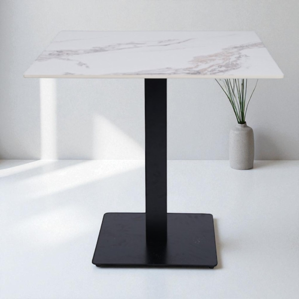 Tavolo bar pub ristorante quadrato 80x80 cm Top per esterno effetto Marmo oro venato H 75