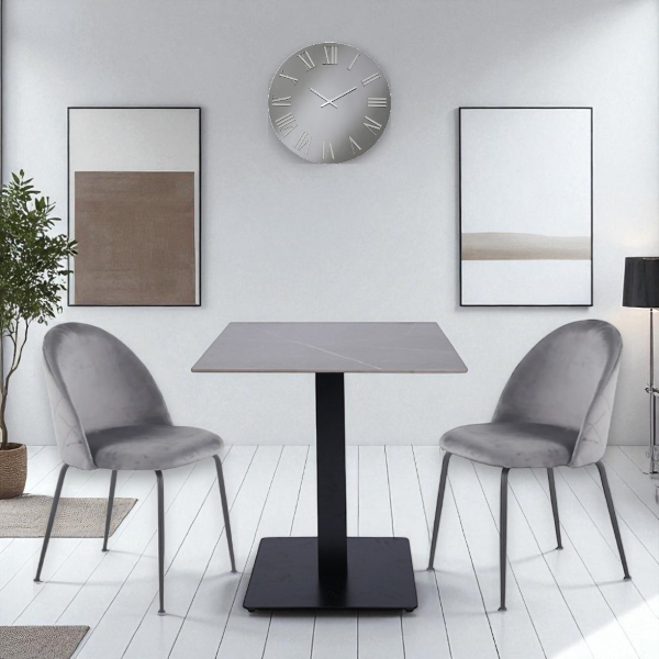 Tavolo pub ristorante bar quadrato 70x70 cm Top per esterno effetto Cemento H 75