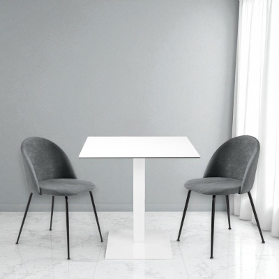 Tavolo bar pub ristorante da esterno 80x80 cm con base e piano in HPL Bianco H 74