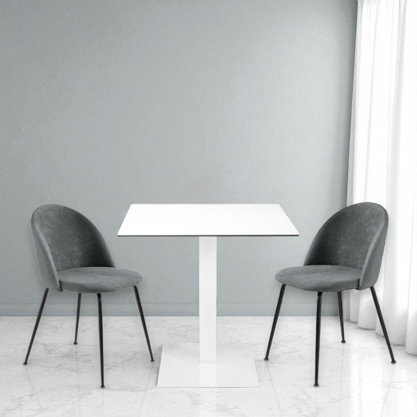 Tavolo bar pub ristorante da esterno 80x80 cm con base e piano in HPL Bianco H 74