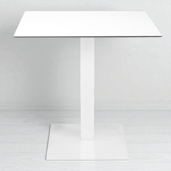 Tavolo bar pub ristorante da esterno 80x80 cm con base e piano in HPL Bianco H 74
