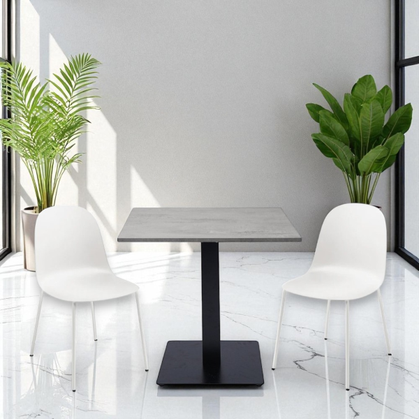 Tavolo da bar ristorante quadrato 80x80 cm con piano laminato Cemento H 75