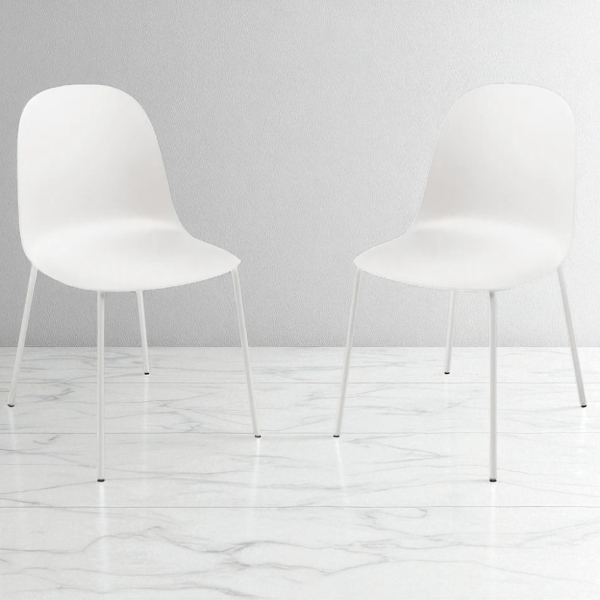 Sedia in polipropilene Bianco con gambe in metallo - FOX 2 sedie