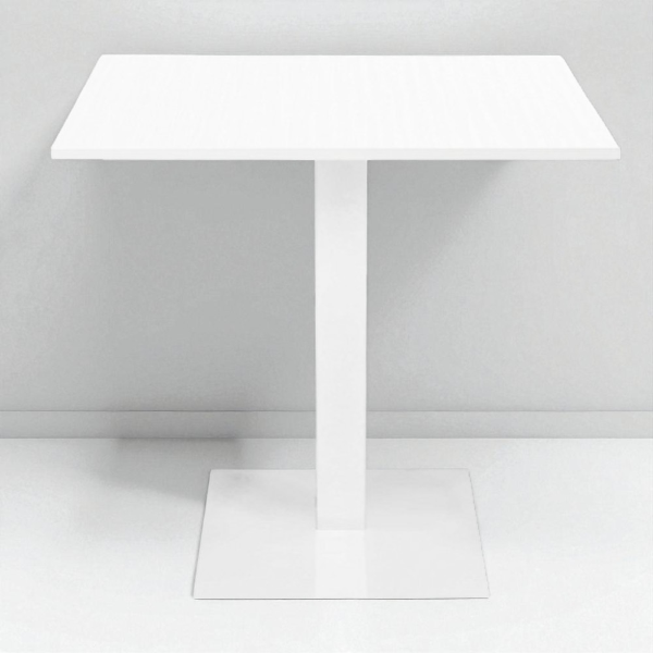 Table de bar de restaurant 80x80 cm piètement blanc Frêne Plateau stratifié blanc H 75