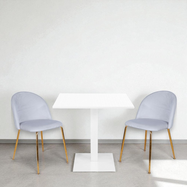 Table de bar de restaurant 80x80 cm piètement blanc Frêne Plateau stratifié blanc H 75