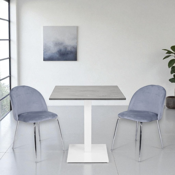 Tavolo bar ristorante 80x80 cm base bianca piano laminato Cemento H 75 