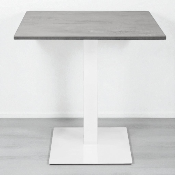 Tavolo bar ristorante 80x80 cm base bianca piano laminato Cemento H 75 