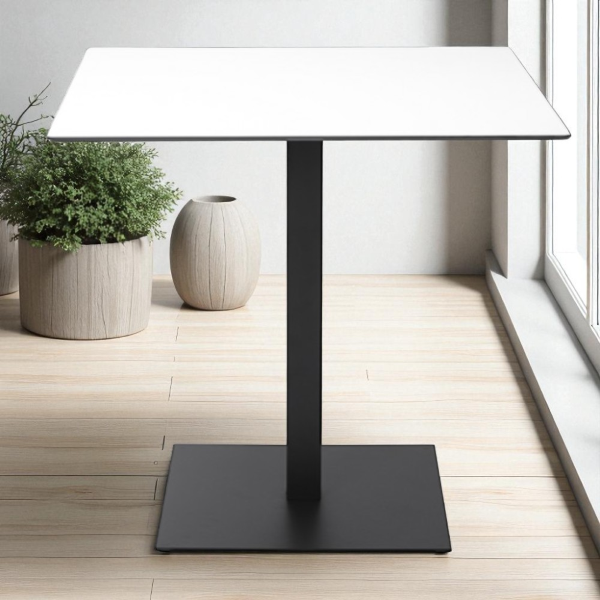 Square outdoor bar table 80x80 cm with white HPL top H 106
