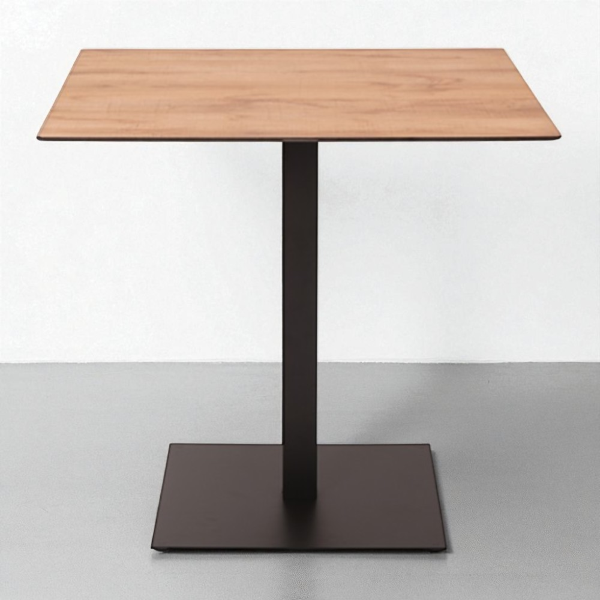 Square outdoor bar table 80x80 cm with knotted oak HPL top H 106