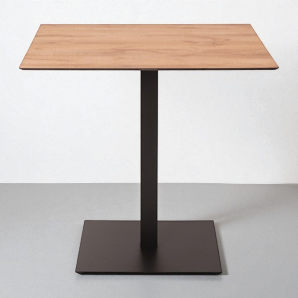 Square outdoor bar table 80x80 cm with knotted oak HPL top