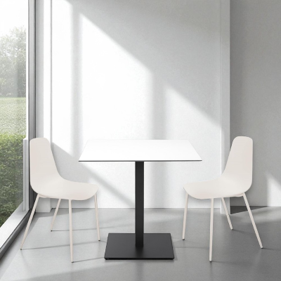 Square outdoor bar table 80x80 cm with white HPL top