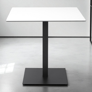 Quadratischer Stehtisch für den Außenbereich, 80 x 80 cm, mit weißer HPL-Platte