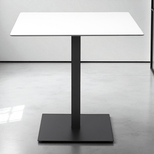 Square outdoor bar table 80x80 cm with white HPL top