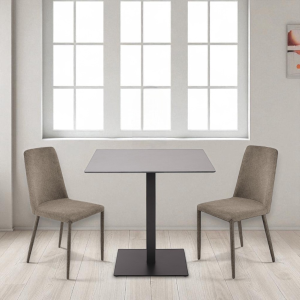 Square outdoor bar table 80x80 cm with HPL Cement top